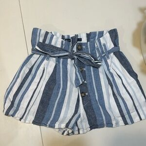 Paper bag Waist Striped Shorts